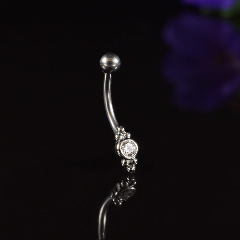 curved barbell with crystal gem perfect for rook, daith, orbital and snug piercings