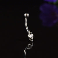 curved barbell with crystal gem perfect for rook, daith, orbital and snug piercings