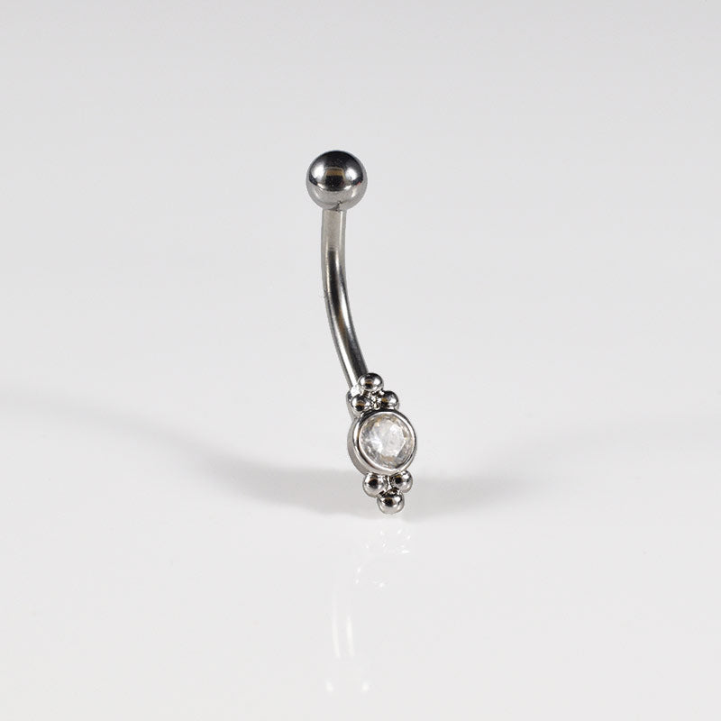 Curved Barbell with Triple Dots and Clear Jewel – Arka