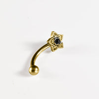 curved barbell in gold steel 