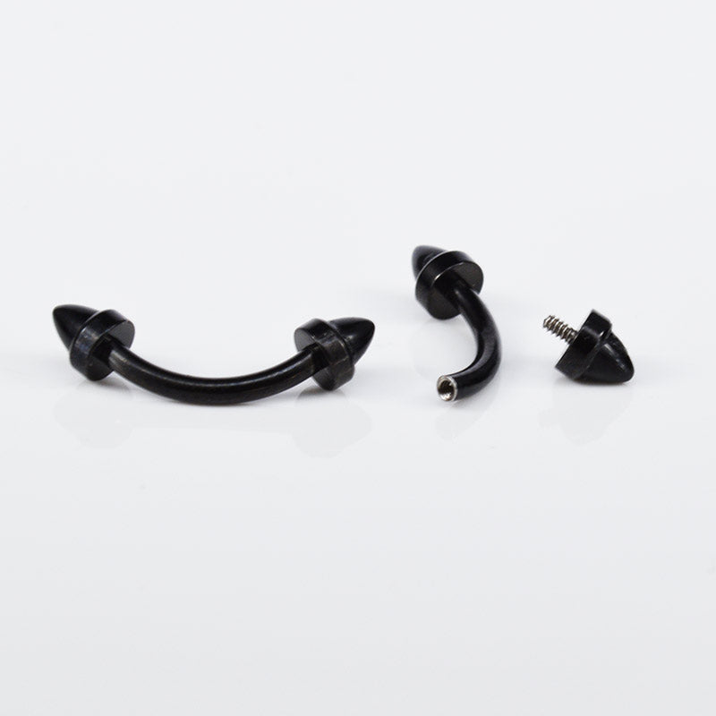 Black Curved Barbell with Onyx Stone Spikes