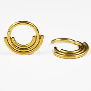 small gold hinged segment ring with triple rings