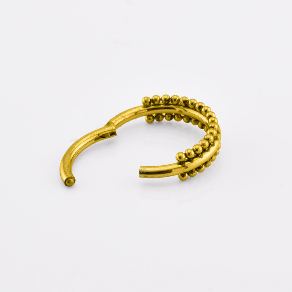 Double Row Tribal Beads Clicker Ring in Gold