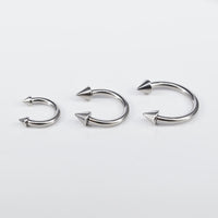 circular barbell with spike ends 1.2mm x 6mm, 8mm and 10mm internally threaded surgical steel