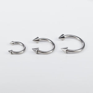 circular barbell with spike ends 1.2mm x 6mm, 8mm and 10mm internally threaded surgical steel