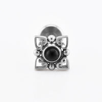 internally threaded filigree labret with black onyx stone