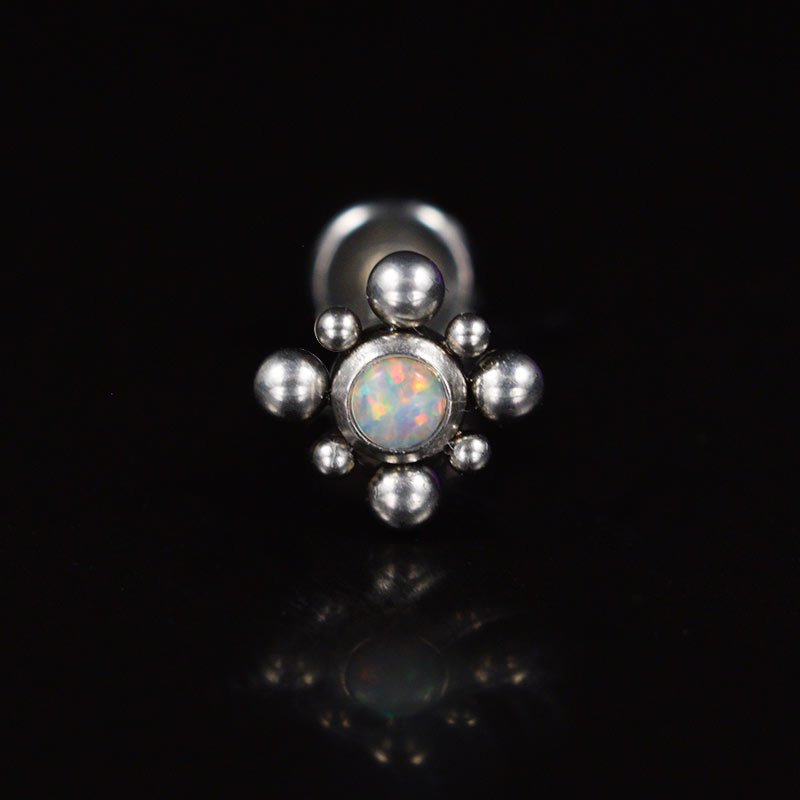 opal labret stud with beading