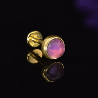 1.2mm gold steel labret with amethyst stone