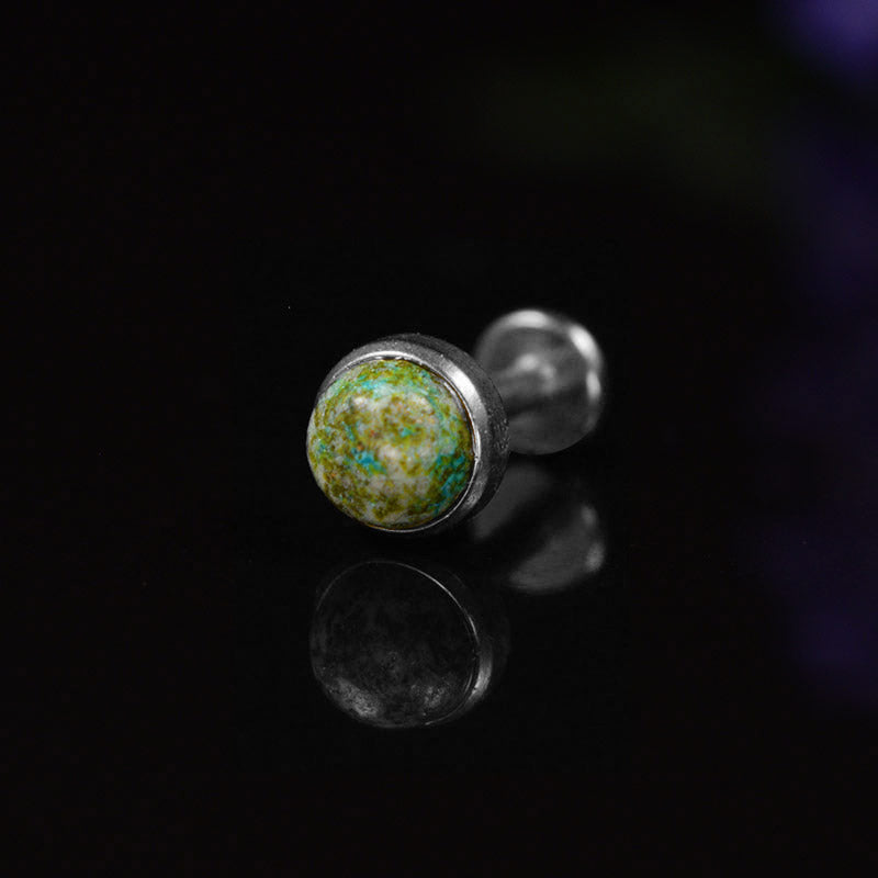 internally threaded labret with african jade