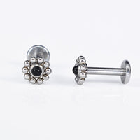 tribal dots labret with black onyx stone