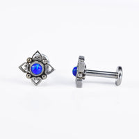 heart mandala labret with blue opal