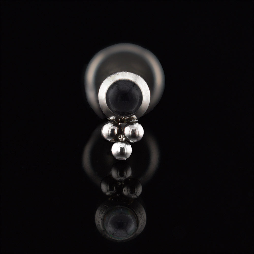 small tribal labret with black onyx stone and triple beads