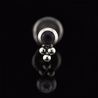 small tribal labret with black onyx stone and triple beads