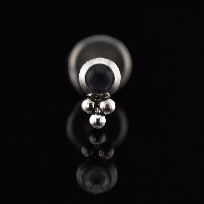 small tribal labret with black onyx stone and triple beads