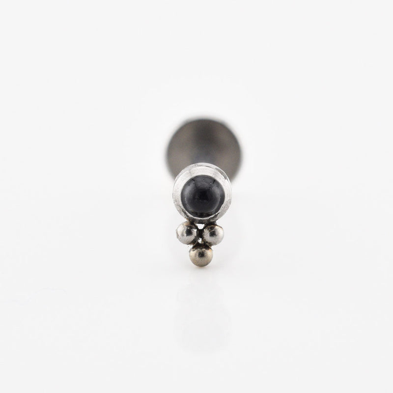 Small Labret with Onyx Stone and Triple Dots