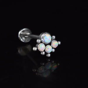opal cluster internally threaded labret in surgical steel