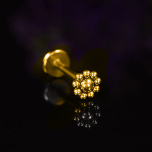 gold labret tribal dots internally threaded