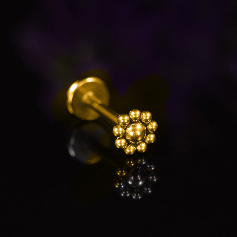 gold labret tribal dots internally threaded