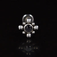 tribal labret with beading and black onyx stone