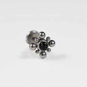 black onyx stone labret with tribal beading design