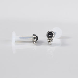 BioFlex Labret with Onyx Stone and Triple Dots