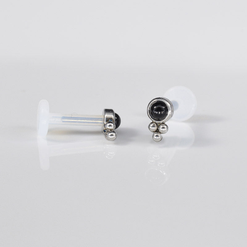 BioFlex Labret with Onyx Stone and Triple Dots
