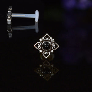 bioflex ptfe filigree labret with onyx stone