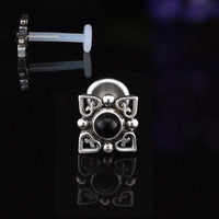 bioflex ptfe filigree labret with onyx stone