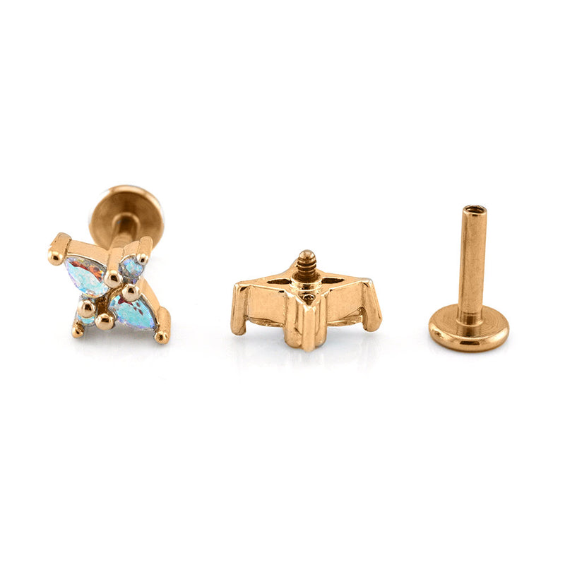 Rose Gold Labret with Cruciform AB Stones