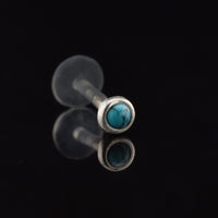 Bio Flex PTFE labret piercing with turquoise stone