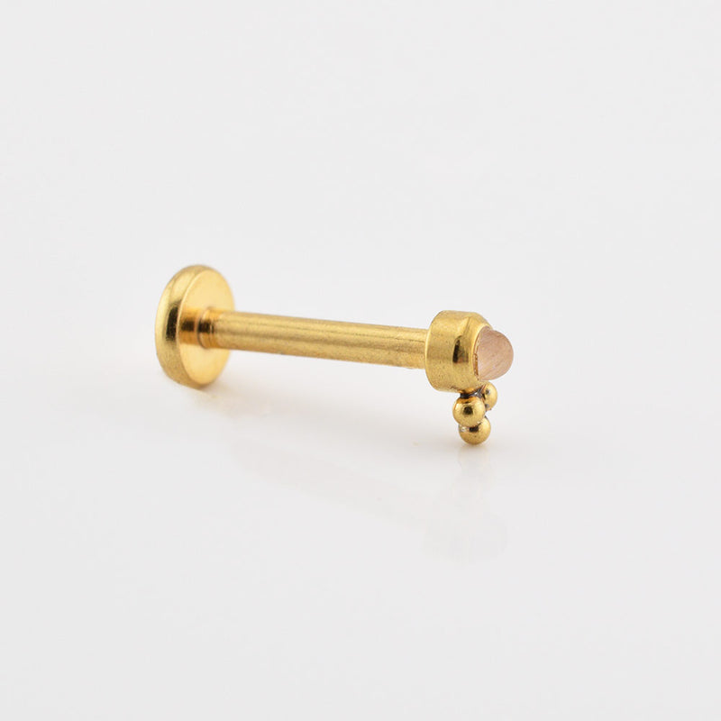 Small Gold Labret with Rose Quartz