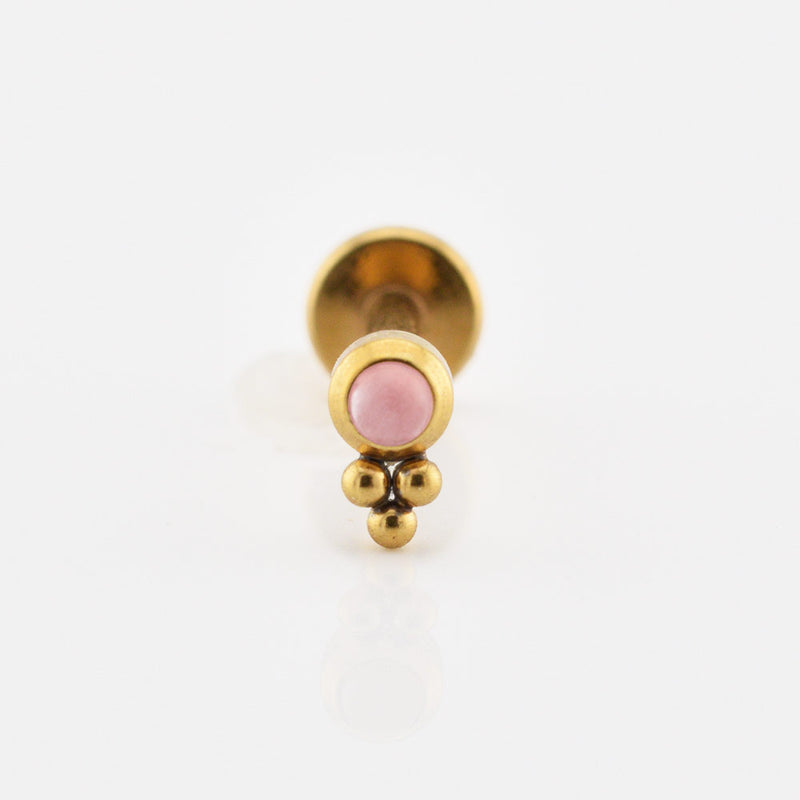 Small Gold Labret with Rose Quartz