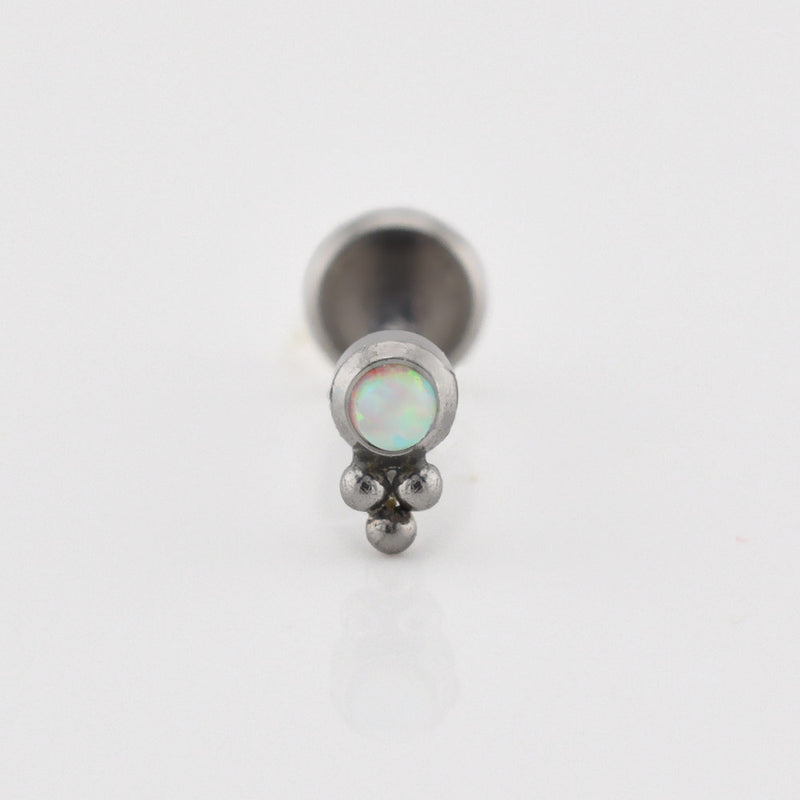 Small Labret with Opal Stone and Triple Dots
