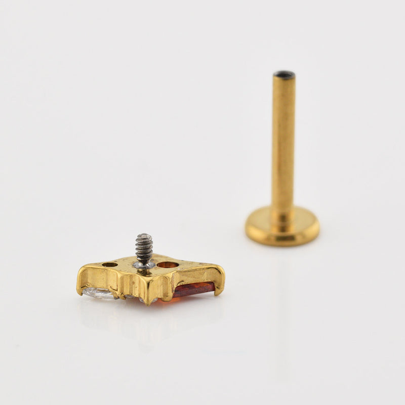 Titanium Labret with Garnet Red Marquise and CZ Cluster