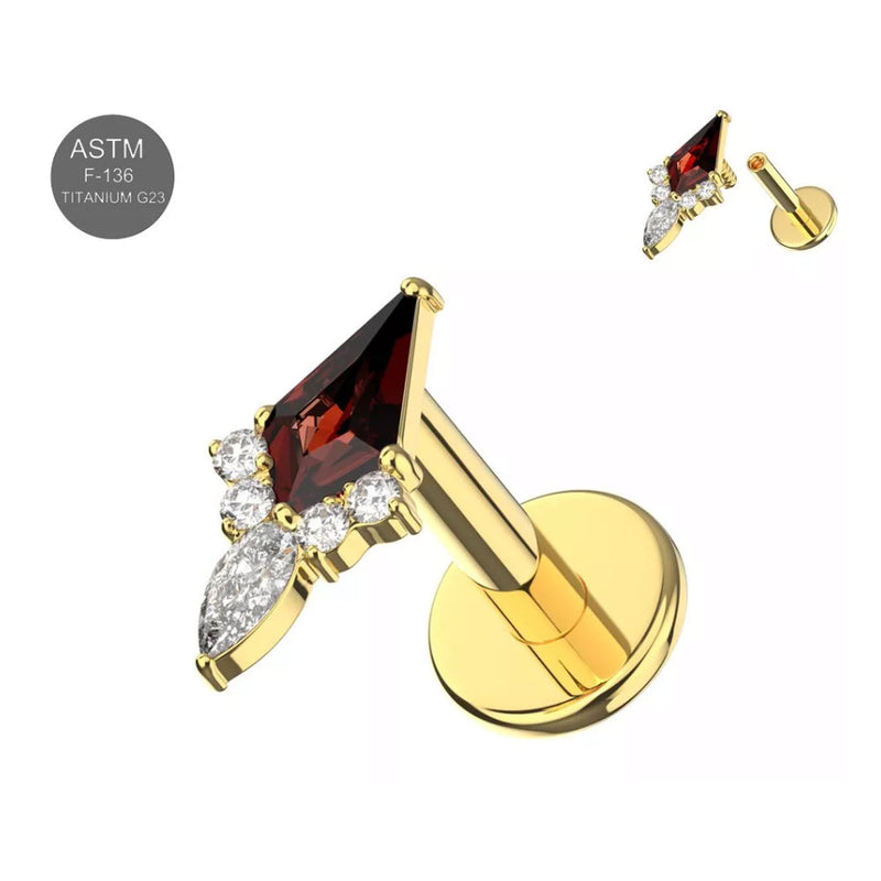Titanium Labret with Garnet Red Marquise and CZ Cluster