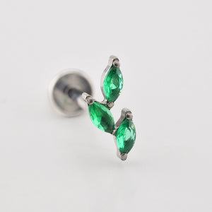 green leaves on a vine labret stud body piercing jewellery