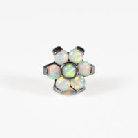 titanium threadless labret end with 6 opal stones