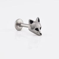 Flat back earring featuring a fox head