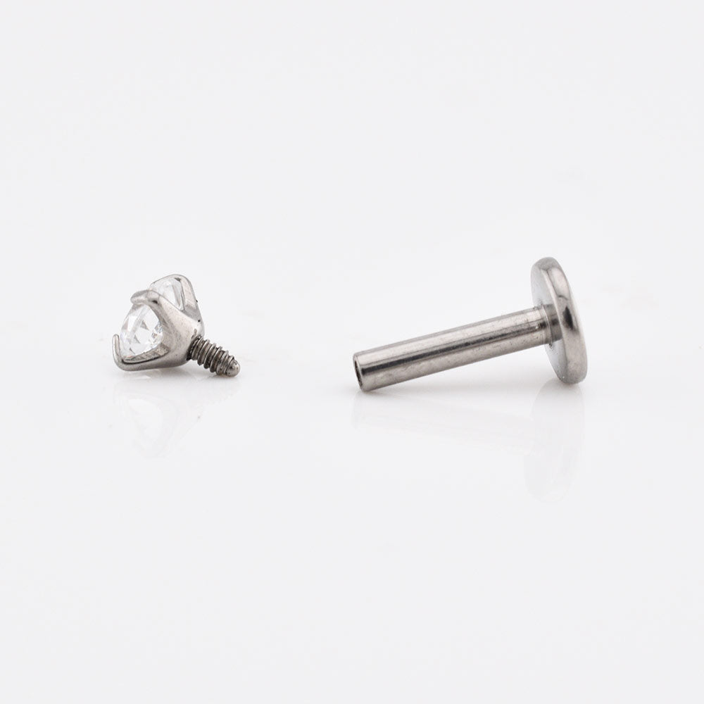 Titanium Labret with Prong Set CZ Stone