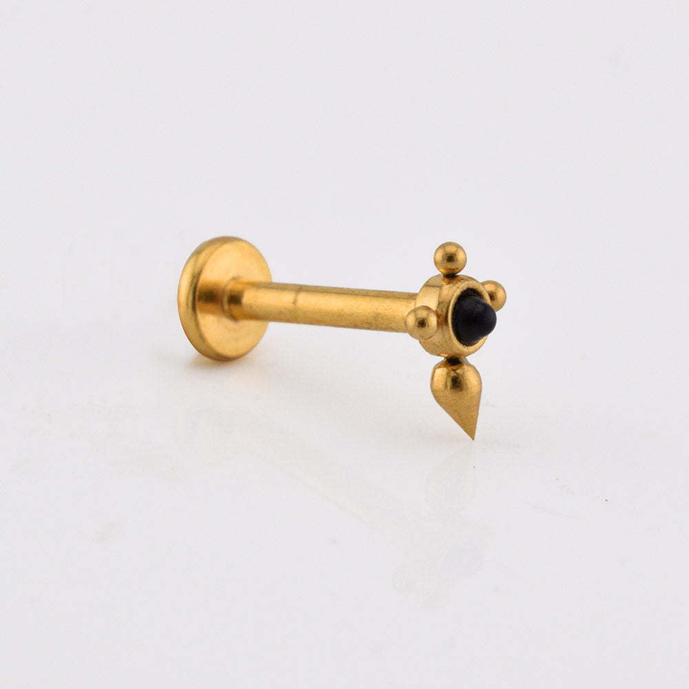 Taureg Inspired Labret with Black Onyx
