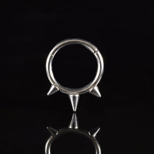 punk triple spike piercing ring with a hinge