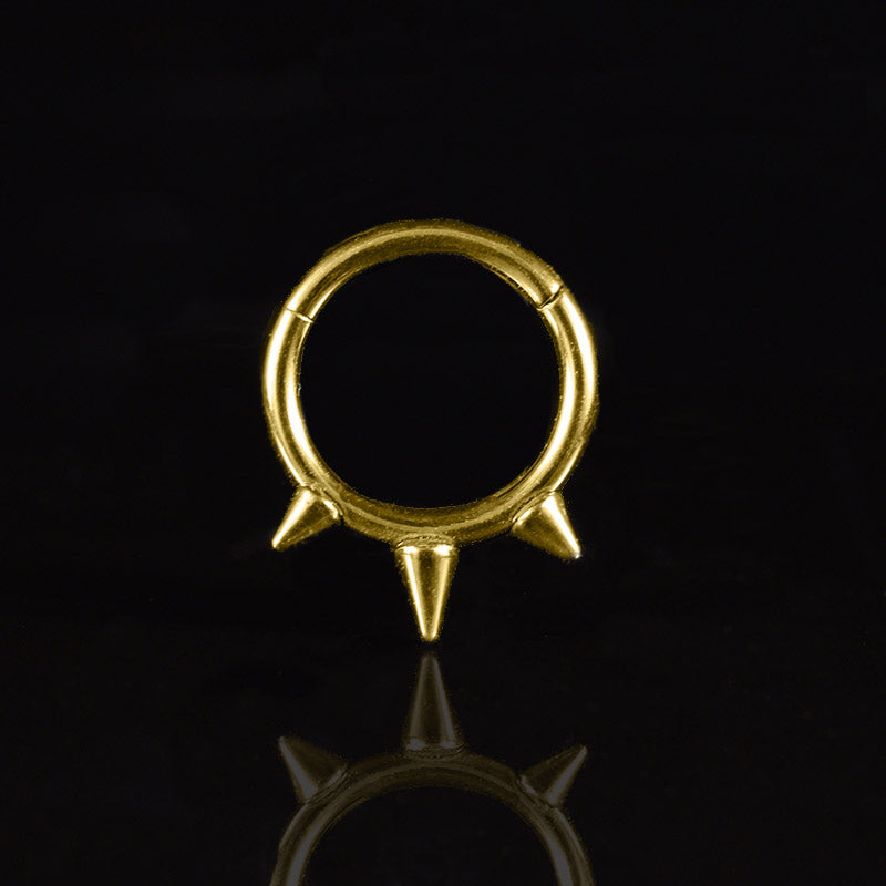 triple spike piercing segment ring 1.2mm gold pvd