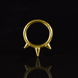 triple spike piercing segment ring 1.2mm gold pvd