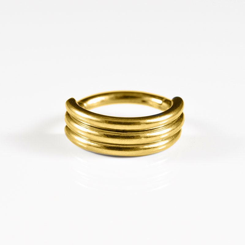 Gold Clicker Ring with Triple Bands