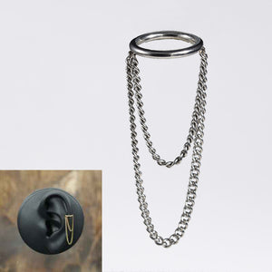 Helix Clicker Ring with Hanging Chains