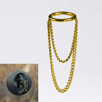 Gold Helix Earring with Hanging Chains
