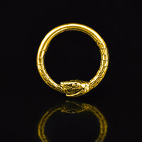 snake segment ring in gold steel 1.2mm