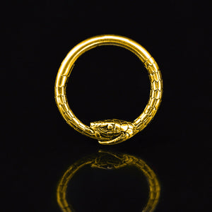 snake segment ring in gold steel 1.2mm