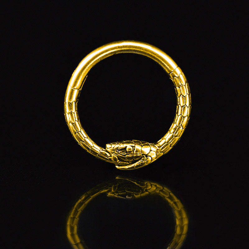snake segment ring in gold steel 1.2mm