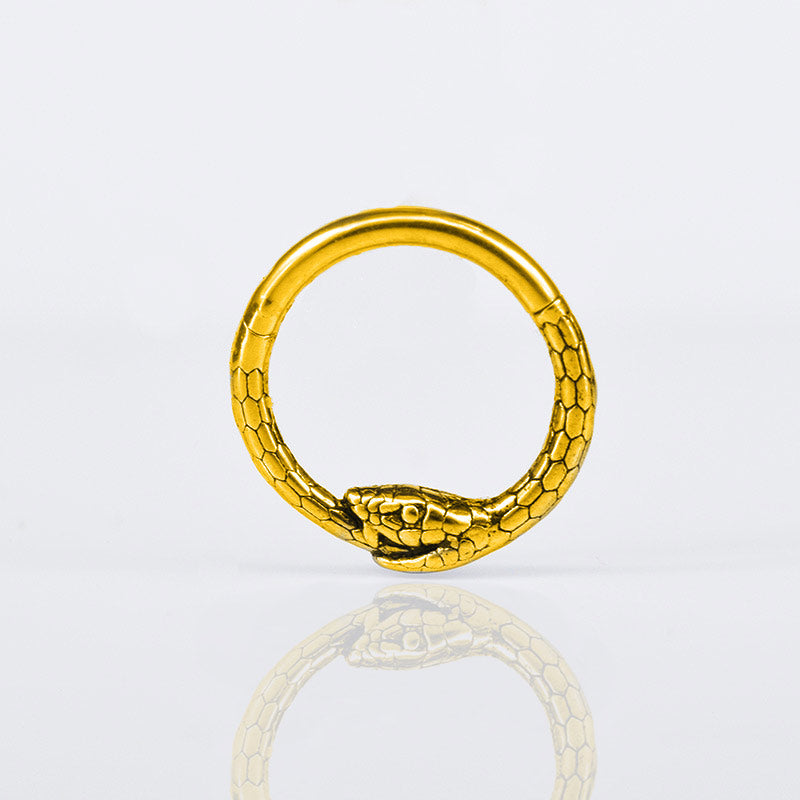 1.2mm x 8mm snake segment clicker ring for piercings in gold steel
